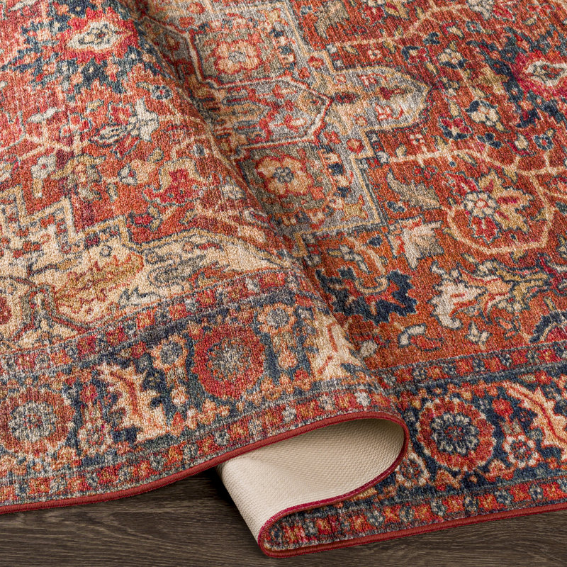 Joss & Main Emmie Machine Washable Oriental Red/Brick Red Area Rug